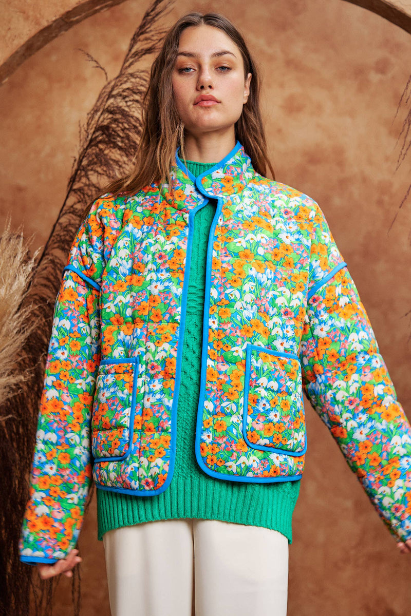 Retro Floral Quilted Jacket