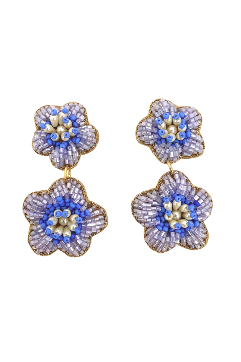 Bali Flower Earrings - Periwinkle